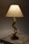Mid-Century Modern Vintage Spiraling Gilt Metal Table Lamp With Oak Base Attributed to Yasha Heifetz, Circa 1950s For Sale - Image 3 of 14