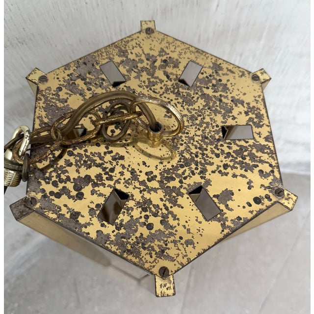 Mid-Century Modern Tall & Narrow Statement Pendant Chandelier in Brass With Clear Glass, in the Style of Robert Sonneman For Sale In San Antonio - Image 6 of 6