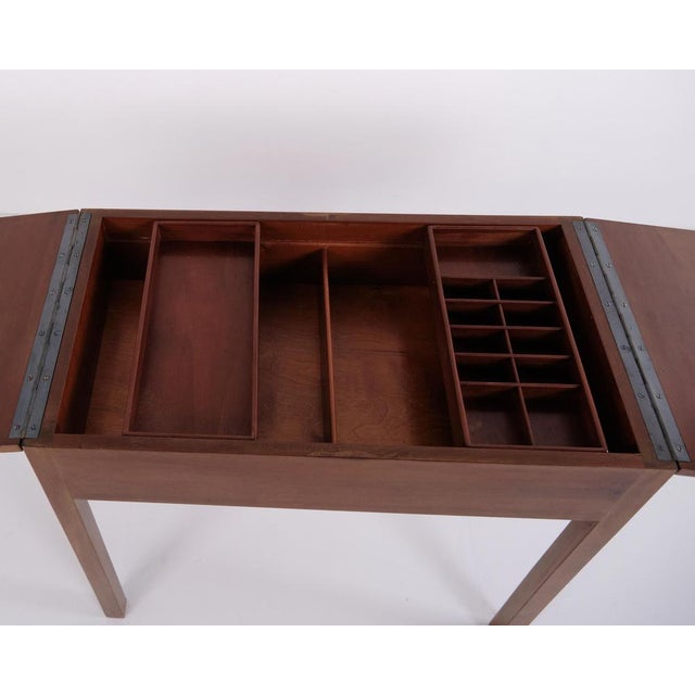 Wood Mahogany Sewing Table with Storage Compartment, 1940s For Sale - Image 7 of 12