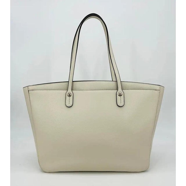 Cream Henri Bendel Cream West 57th Floral Applique Tote For Sale - Image 8 of 11