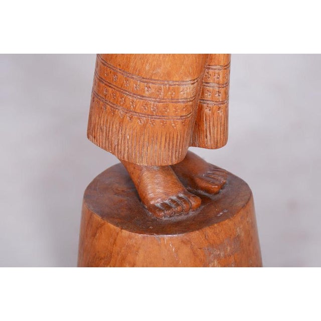 Wood Vintage Asian Sculpture in Lacquered Wood, 1950s For Sale - Image 7 of 12