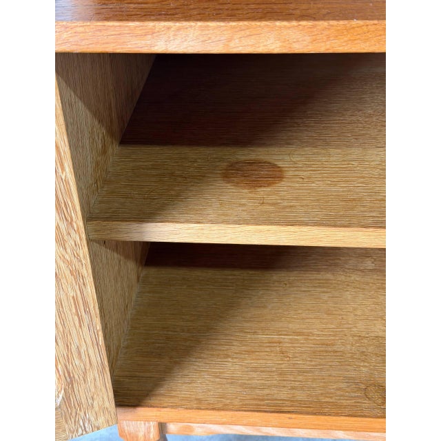 Wood Oak Cabinet With Lower Doors and Shelves Vintage Mid-Century Modern 1960s For Sale - Image 7 of 10