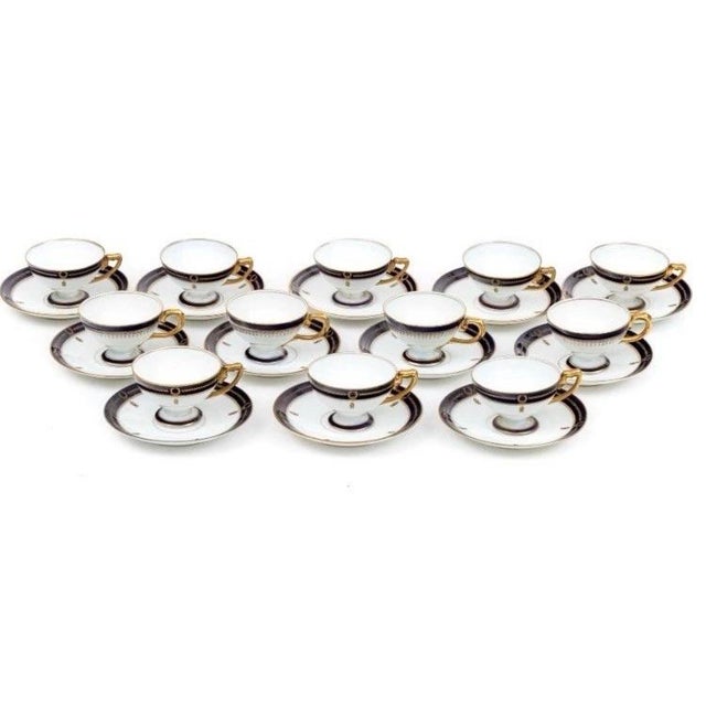1930s Art Deco Rosenthal Porcelain Demitasse Cups & Saucers Set for 12 For Sale - Image 11 of 12