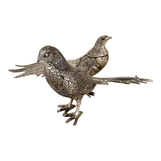 Vintage Silverplate Table / Mantle Pheasants - A Pair For Sale