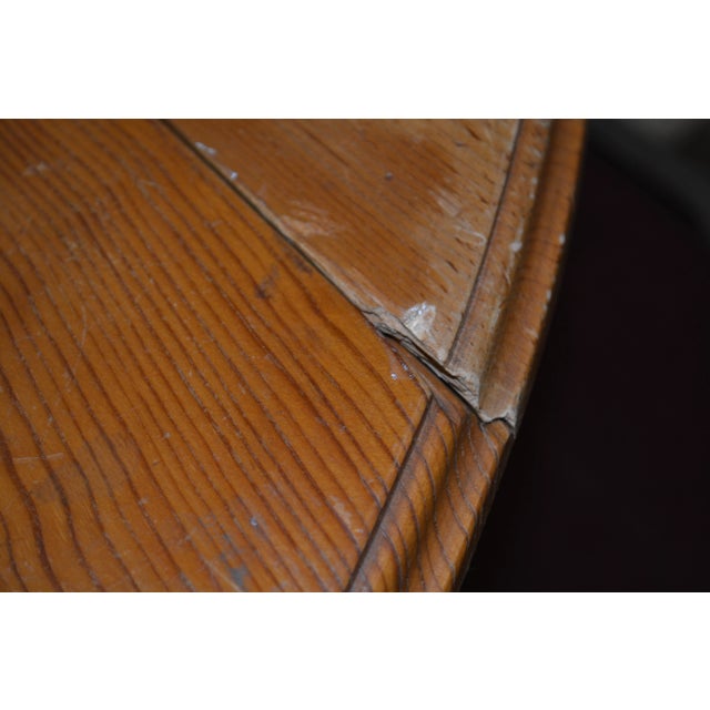 Vintage Heavy Pine Wood Irish Wake Table Drop Leaf Long Oval Dining Kitchen Farmhouse Work For Sale - Image 12 of 13