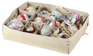 Vintage Christmas Glass Ornaments, Czechoslovakia, 1960s, Set of 14