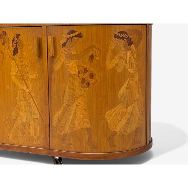 Erik Mattsson, Art Deco, Marquetry, Glass, Rare Bar Cart, Sweden C. 1939 For Sale - Image 10 of 16
