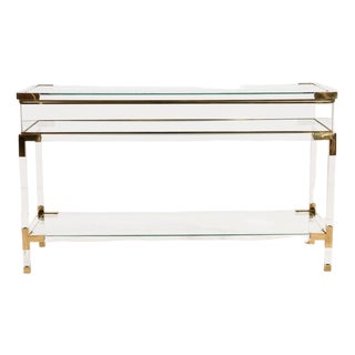 Brass and Acrylic Glass Console Table from Fabian, 1970s For Sale