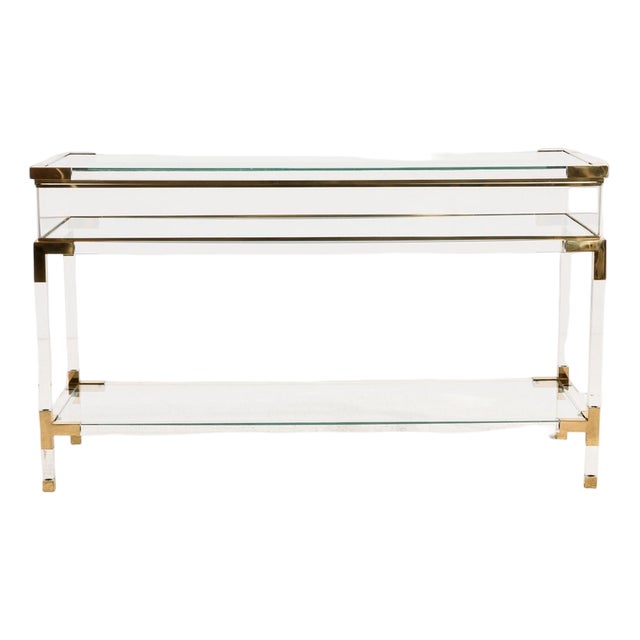 Brass and Acrylic Glass Console Table from Fabian, 1970s For Sale