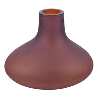 Large Brown Mouth-Blown Murano Glass Vase by Salviati, 2000s For Sale