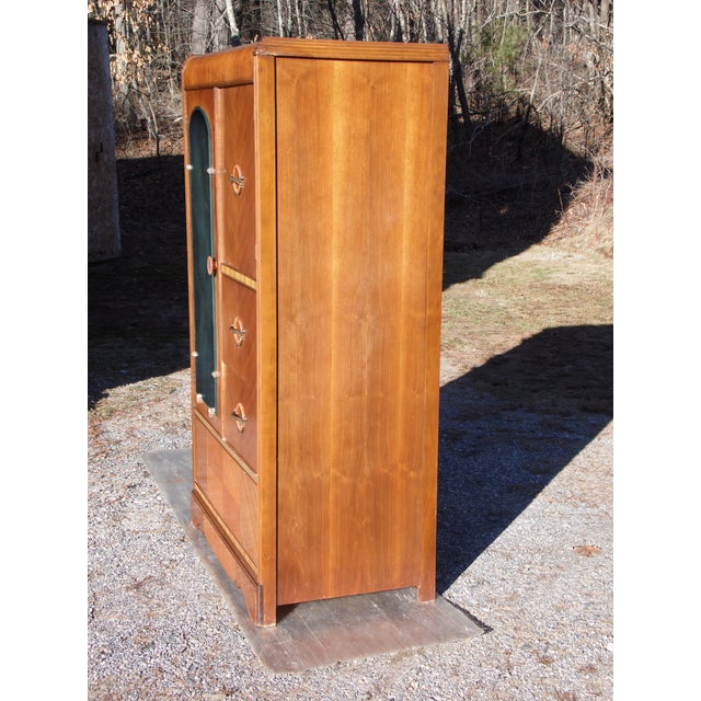 Antique Art Deco Waterfall Chifferobe Armoire Wardrobe Dresser Closet