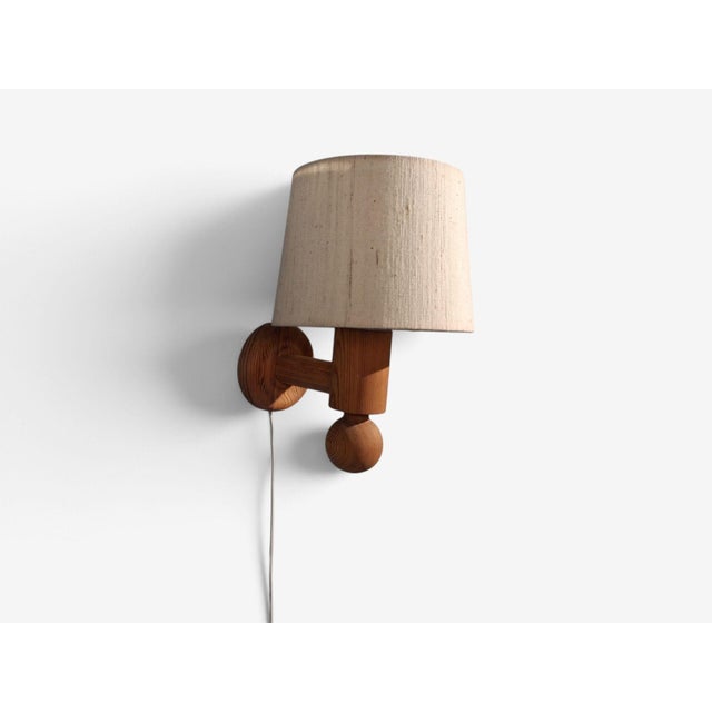 1970s Uno Kristiansson, Swedish Modern, Pine, Fabric, Wall Sconce For Sale In New York - Image 6 of 10