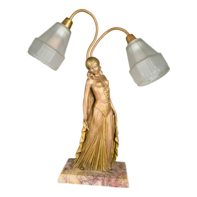 Art Deco Table Lamp by Georges van de Voorde, France, 1925 For Sale