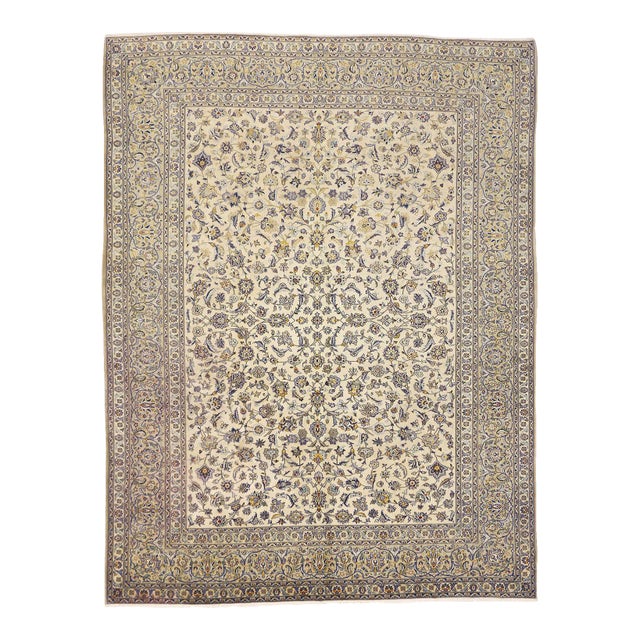 Vintage Persian Kashan Rug - 10'02 X 13'01 For Sale
