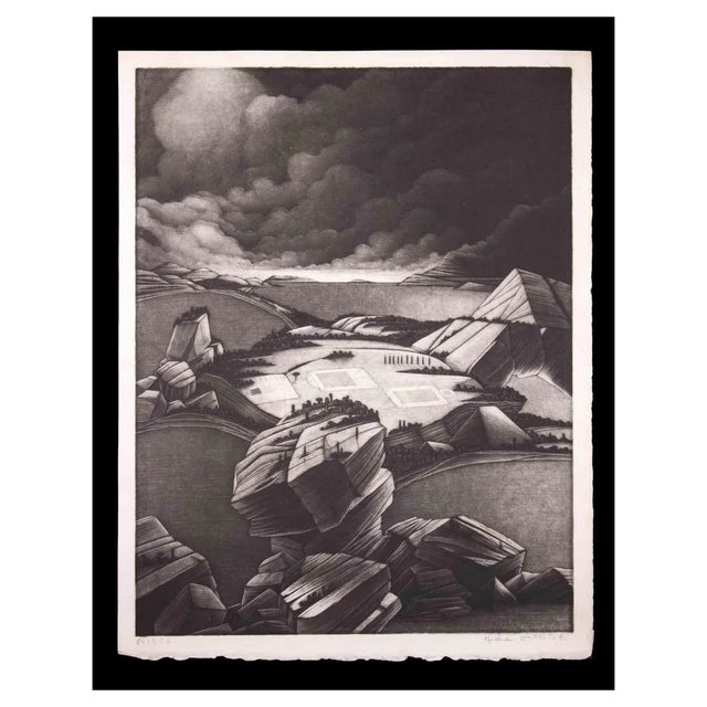 Michel Estebe, Landscape, Original Lithograph, 1980s For Sale