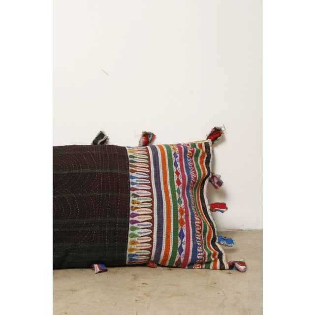 Boho Chic Hand Embroidered Vintage Textile Body Pillow For Sale - Image 3 of 6