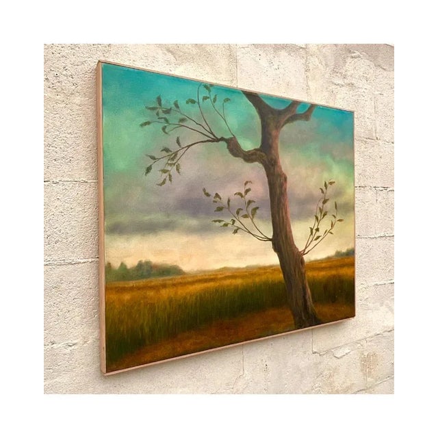 Early 20th Century Vintage Boho Abstract Expressionist Original Oil on Canvas For Sale - Image 5 of 6