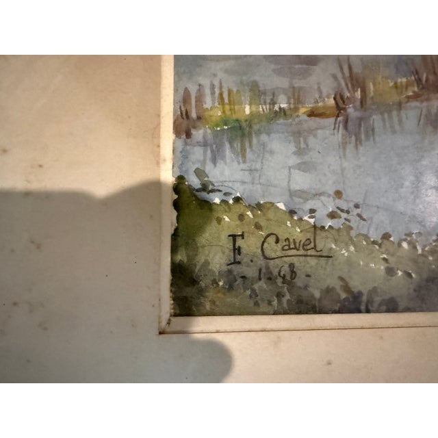 F Cavel, Marsh Landscape, Lithograph, Framed, in Very Good conditions. Designed 1920 to 1949