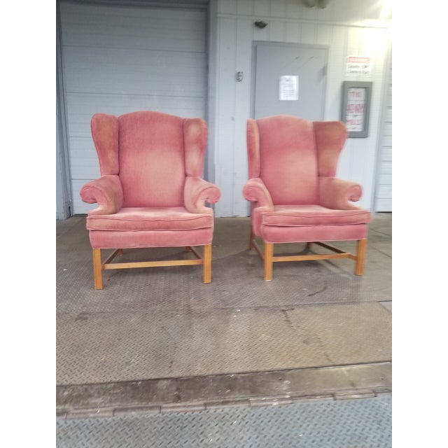 Vintage Rose Colored Velvet Wingback Chairs Pink Velvet Chairs a