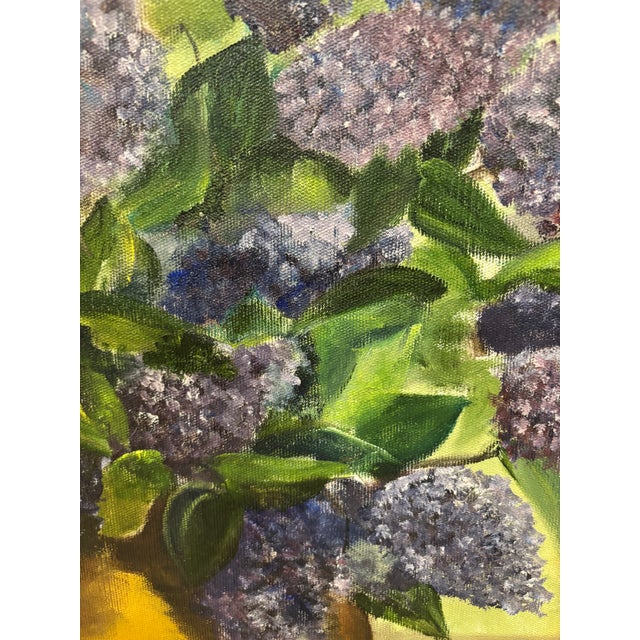 Purple Vintage Mid-Century Signed and Framed Still Life Original Oil on Canvas Painting of Lilacs in a Jug, 1950s–1960s For Sale - Image 8 of 12