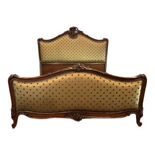 Ralph Lauren Wood Carved & Upholstered King Bed by Henredon For Sale