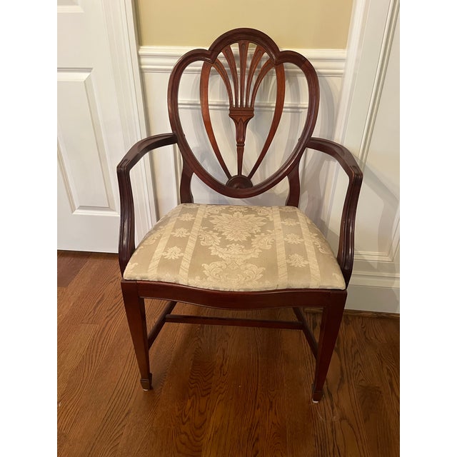 Drexel Chairs Dinning Drexel Hepplewhite Heart Back Shield Back Vintage For Sale - Image 4 of 12