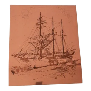 Brenda Sailing Ship British Maritime Copper Etching Print Plate Artist R. Colerion 1877