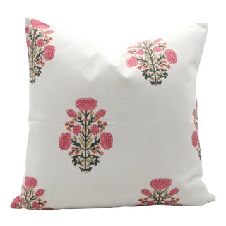 Block Printed Decorative Floral Pillow Cover 14x36 Inch- Swadesh For Sale