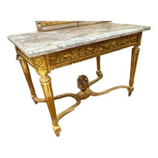 Fine 19th C. French Louis XVI Giltwood Center Table For Sale
