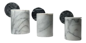 Vintage Italian Post Modern Memphis Marble Canisters Attrib. to Raymor - Set of 3