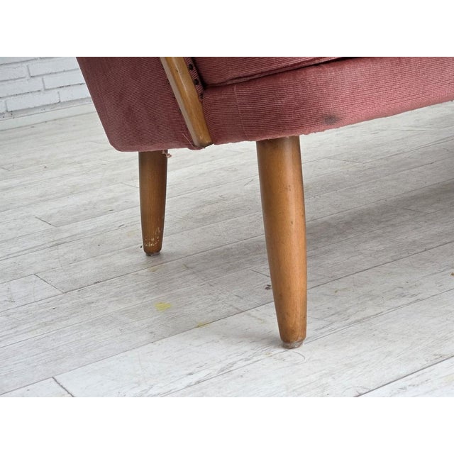 Mid-Century Modern Swedish 2-Seater Sofa in Pink Velour and Beech, 1970s For Sale - Image 3 of 18