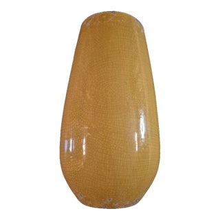 Vintage Portuguese Yellow Crackle Glaze Terracotta Decorative Vase For Sale