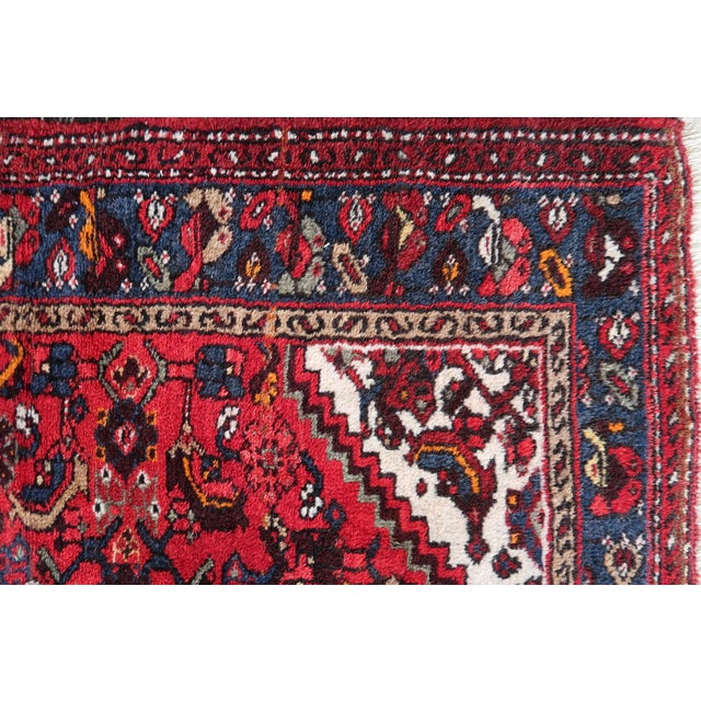 Textile 1970s, Handmade Vintage Persian Hamadan Rug 3.3' X 4.6' For Sale - Image 7 of 14