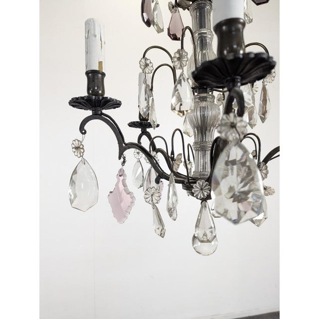 Six-Light Chandeliers with Polychrome Crystal Drops, Set of 2 For Sale - Image 4 of 18
