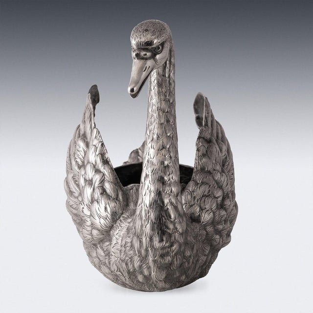 Antique German Silver Swan Jardinière, 1910s For Sale - Image 3 of 17