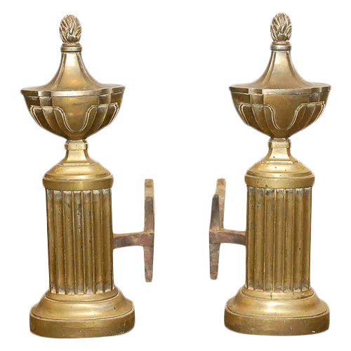 Brass Andirons - a Pair For Sale