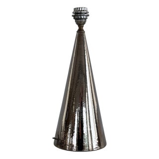 Mid-Century Modern Italian Ceramic Table Lamp in Silver Metallic from Ugo Zaccagnini, 1960s For Sale