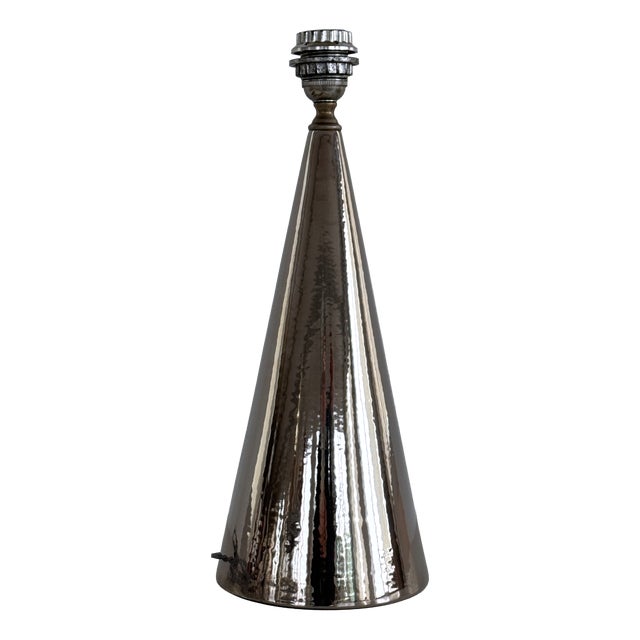 Mid-Century Modern Italian Ceramic Table Lamp in Silver Metallic from Ugo Zaccagnini, 1960s For Sale