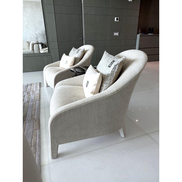 Fendi Fendi Casa Audrey D244 Italian Neutral Cream Armchair For Sale - Image 4 of 8