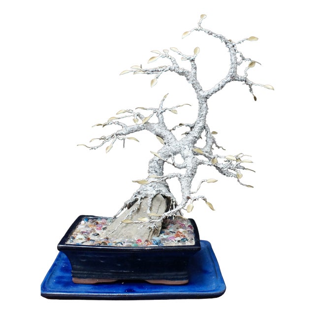 Vintage Silver Solder Gemstone Bonsai Tree, 1970s For Sale