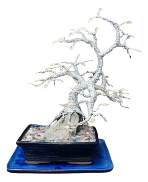 Vintage Silver Solder Gemstone Bonsai Tree, 1970s