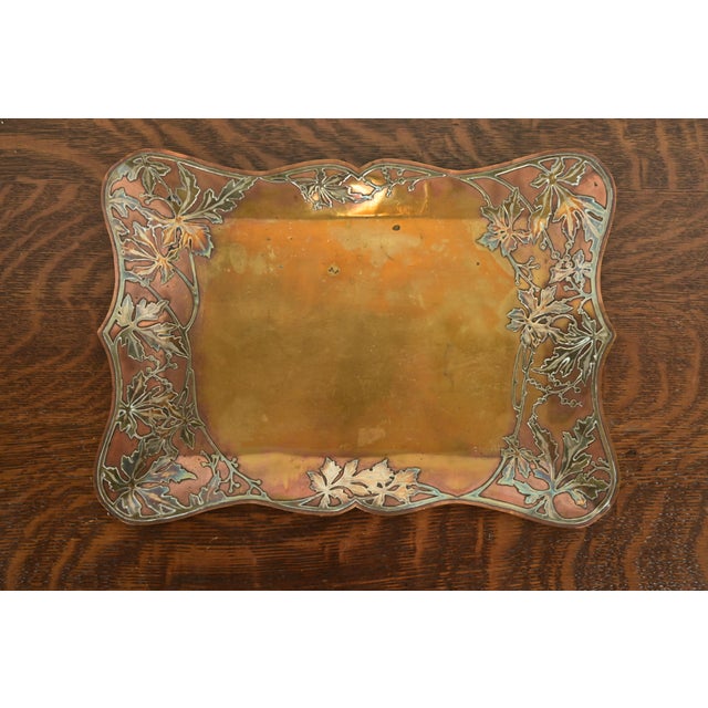 Heintz Art Metal Shop Heintz Style Arts & Crafts Sterling Silver on Bronze Serving Tray For Sale - Image 4 of 9
