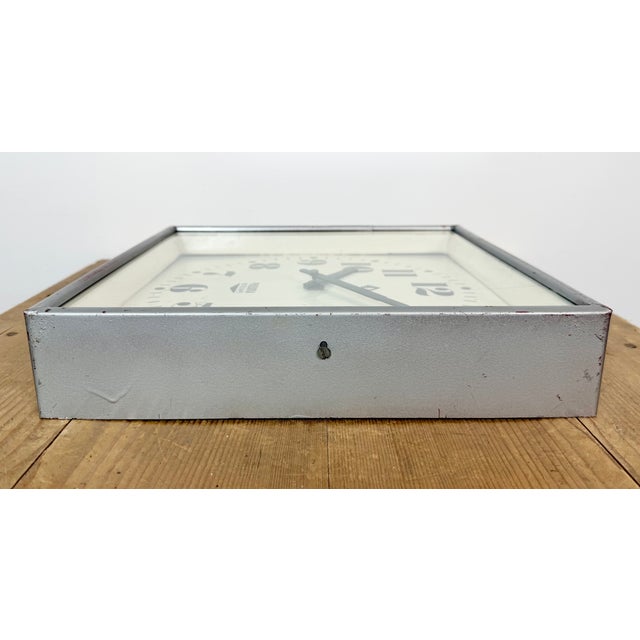 Vintage Industrial Square Wall Clock from Rodopa Chepelare, 1960s For Sale - Image 17 of 18