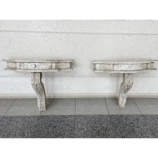 White-Painted Wood Wall Shelves With Serpentine Brackets - A Pair For Sale - Image 13 of 13