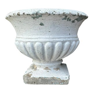 Early 20th Century Classical Garden Planter Fluted Mellon Urn For Sale