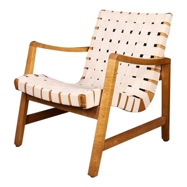 Mid Century Vintage Jens Risom Knoll Webbed Armchair For Sale