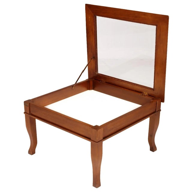 Italian Center Coffee Table with Opening Showcase & Beveled Crystal Top from FP Pasi, 1970s For Sale - Image 4 of 4