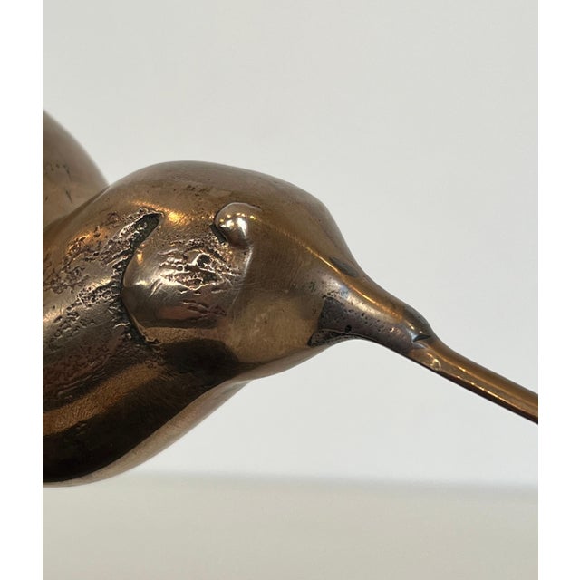 1950s Bronze sculpture representing a stylized bird on a black marble base, signed For Sale - Image 6 of 12