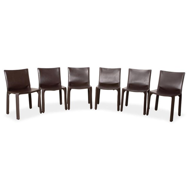 CAB 412 Chairs in Brown Leather by Mario Bellini for Cassina, Set of 6 For Sale - Image 12 of 12