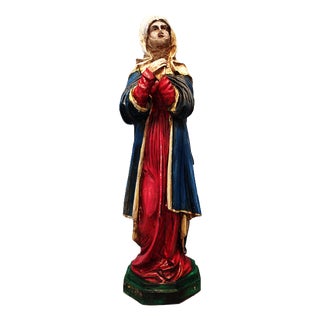 Madonna Dolorosa, Polychrome Wood Sculpture, 1800s, Wood For Sale